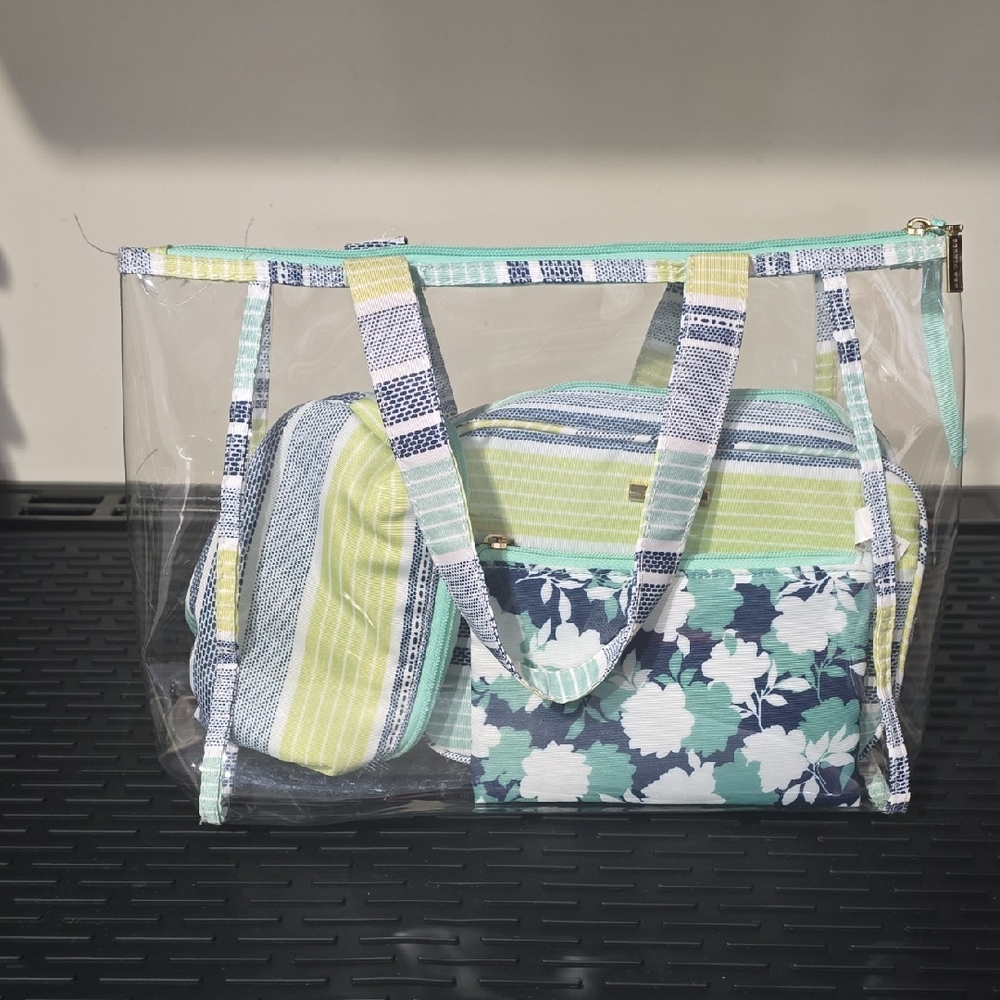 4 Piece Floral Transparent Tote Bag